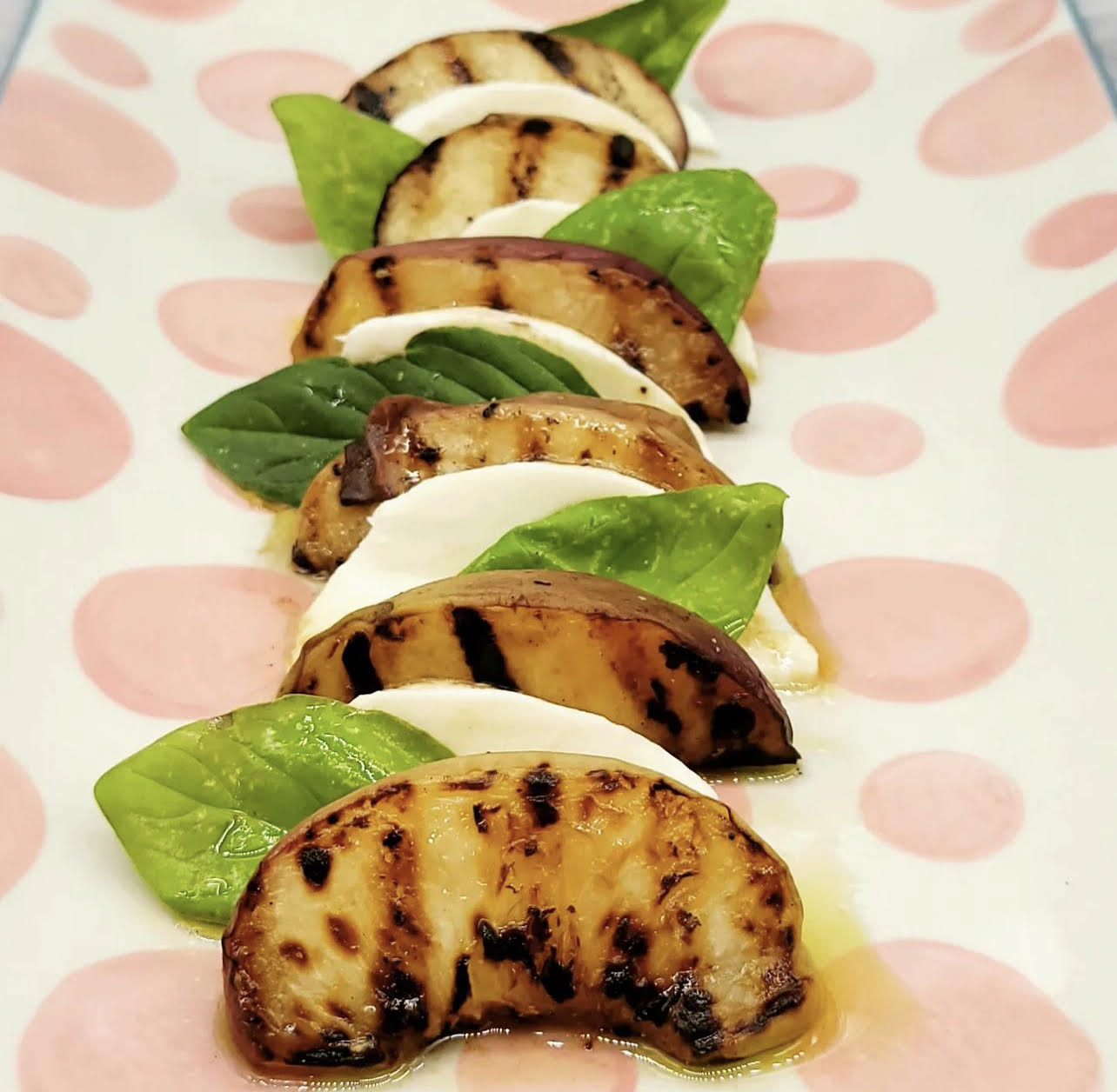grilled peaches with mozarella and basil